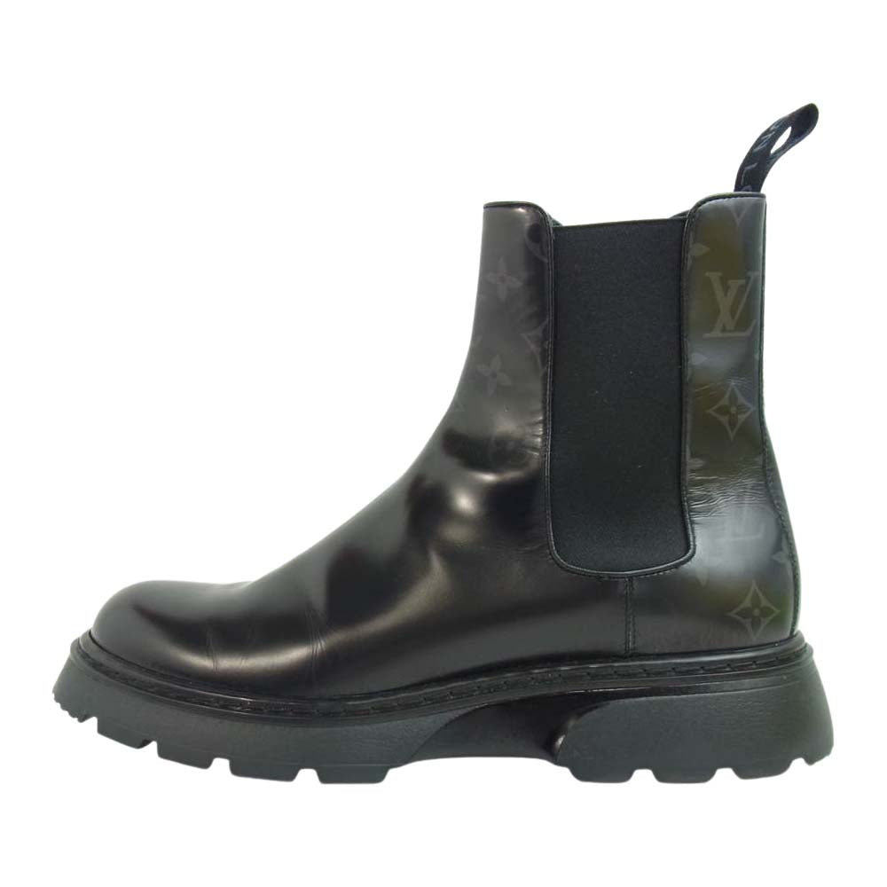 LOUIS VUITTON ルイ・ヴィトン 1A9FE3 LVボールド ライン アンクル モノグラム サイドゴア ブーツ ブラック ブラック系 8【中古】