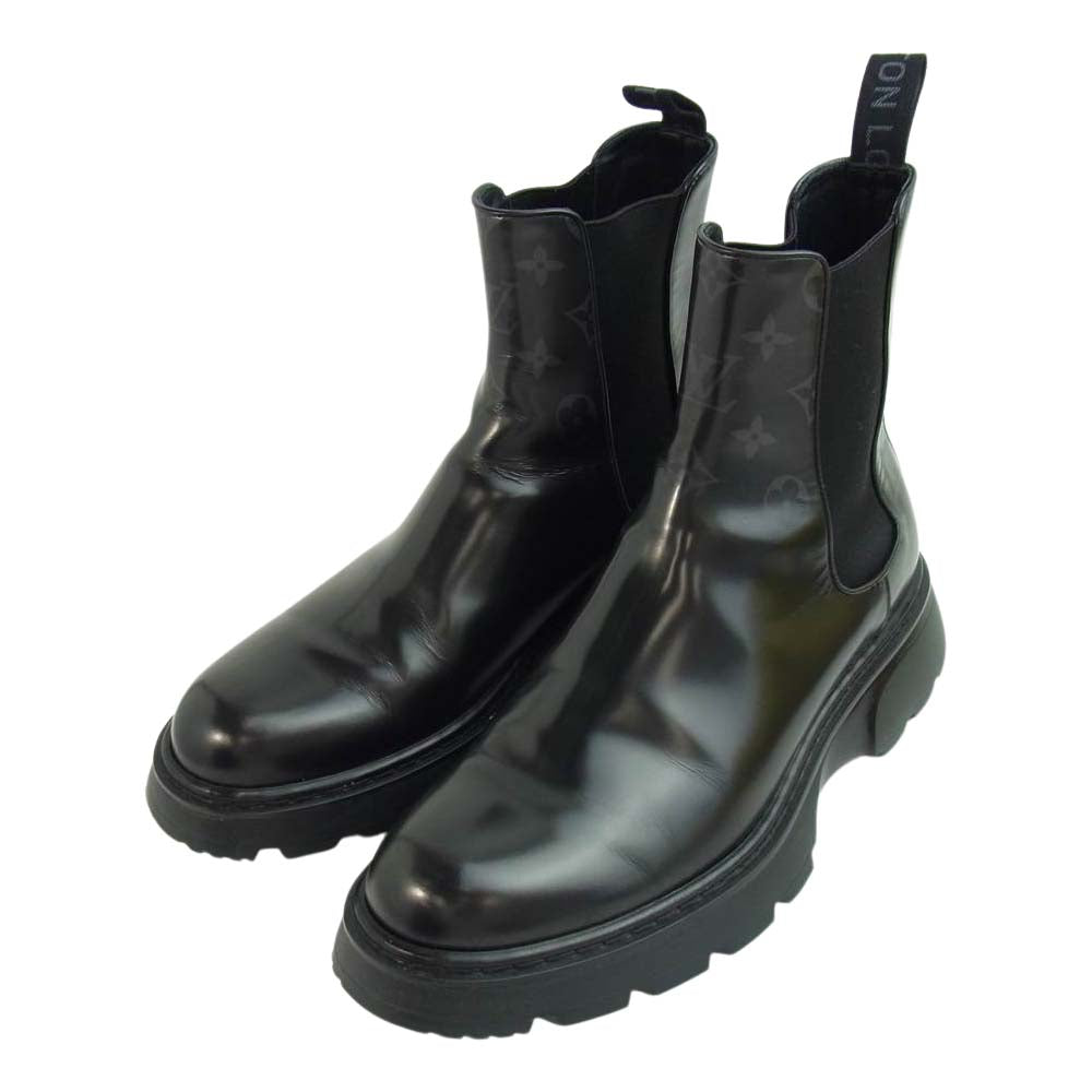 LOUIS VUITTON ルイ・ヴィトン 1A9FE3 LVボールド ライン アンクル モノグラム サイドゴア ブーツ ブラック ブラック系 8【中古】