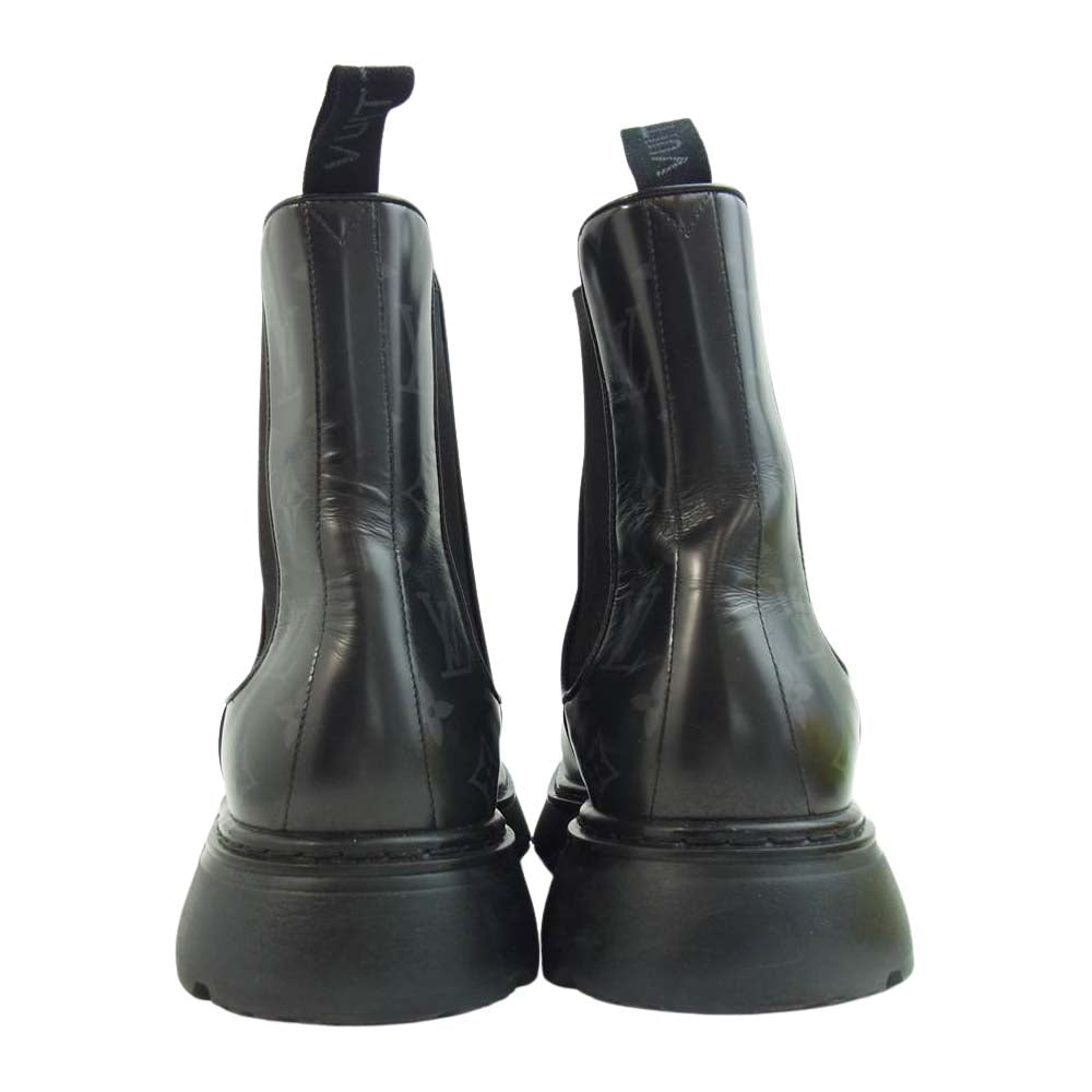 LOUIS VUITTON ルイ・ヴィトン 1A9FE3 LVボールド ライン アンクル モノグラム サイドゴア ブーツ ブラック ブラック系 8【中古】