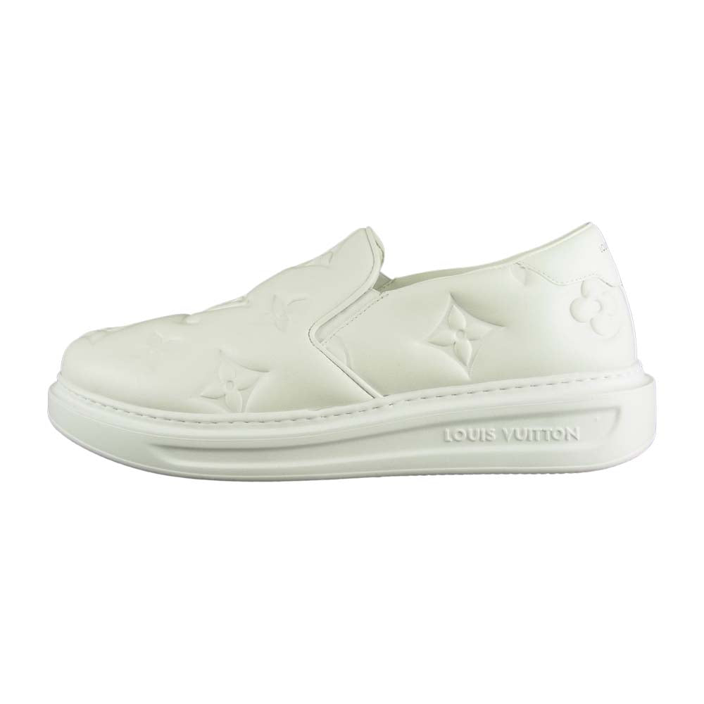 LOUIS VUITTON ルイ・ヴィトン 1A9K9H ビバリーヒルズ　ライン モノグラムジャイアント スリッポン レザー スニーカー ホワイト ホワイト系 8【極上美品】【中古】