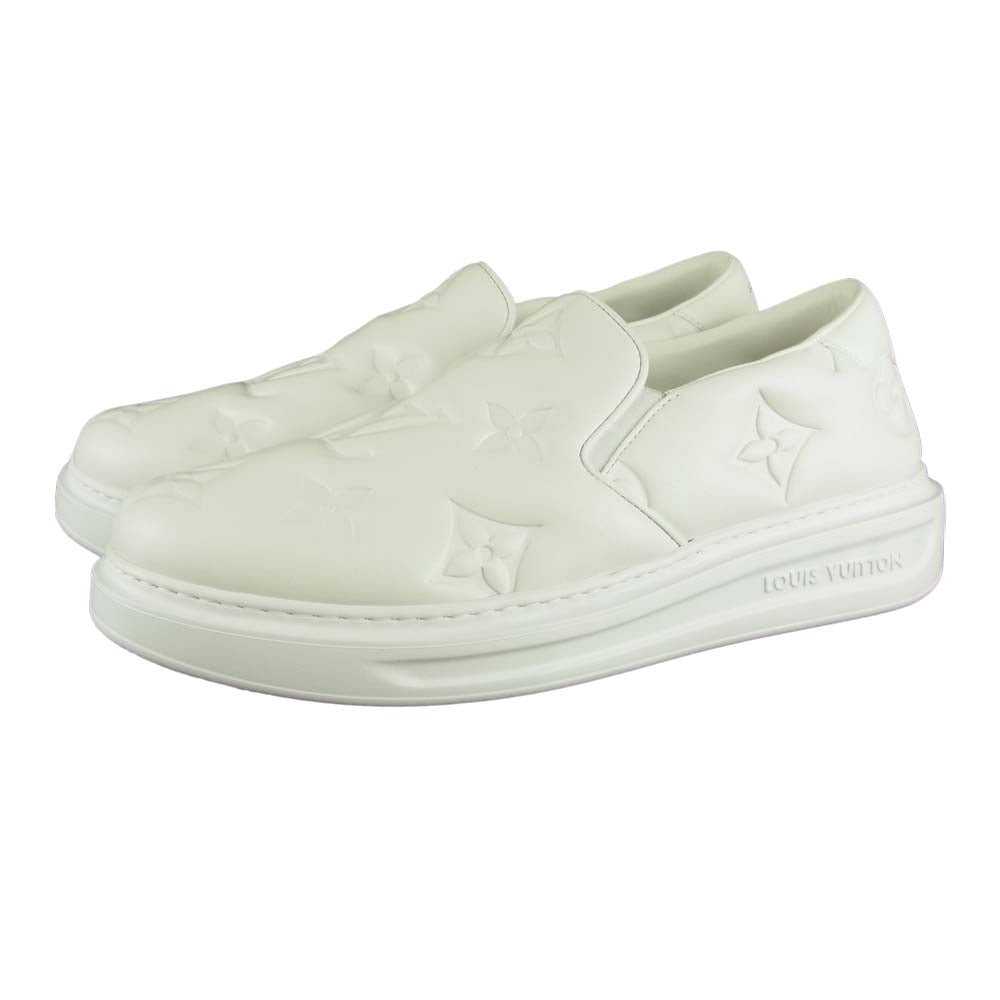 LOUIS VUITTON ルイ・ヴィトン 1A9K9H ビバリーヒルズ　ライン モノグラムジャイアント スリッポン レザー スニーカー ホワイト ホワイト系 8【極上美品】【中古】