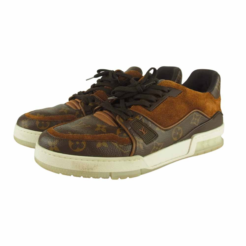 LOUIS VUITTON ルイ・ヴィトン 1A5UR6 LVトレイナー ライン モノグラム スエード スニーカー ブラウン系 8【中古】