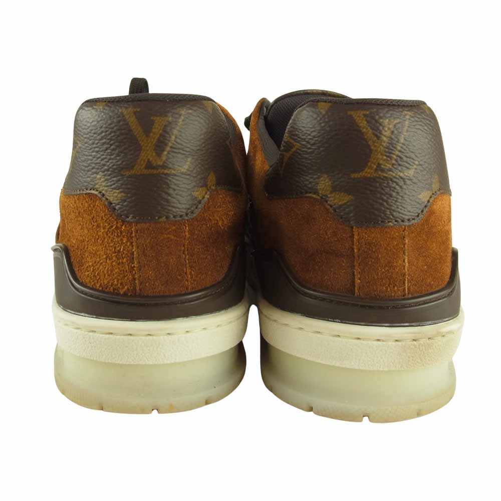 LOUIS VUITTON ルイ・ヴィトン 1A5UR6 LVトレイナー ライン モノグラム スエード スニーカー ブラウン系 8【中古】