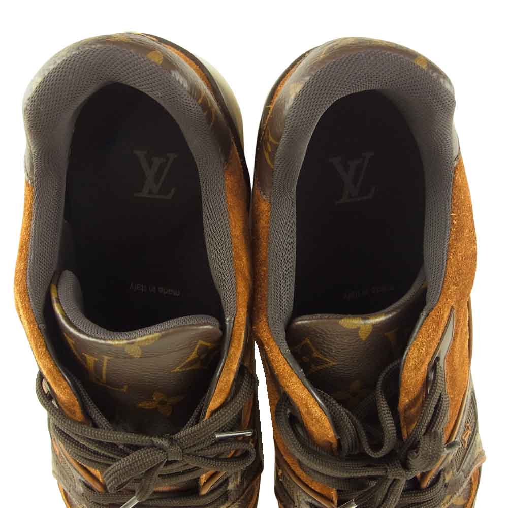 LOUIS VUITTON ルイ・ヴィトン 1A5UR6 LVトレイナー ライン モノグラム スエード スニーカー ブラウン系 8【中古】