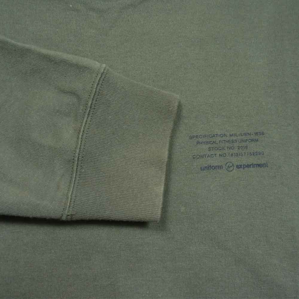 uniform experiment ユニフォームエクスペリメント 18SS UE-180070 × FRAGMENT DESIGN フラグメント デザイン L/S UEN PHYSICAL FITNESS TEE ロゴプリント 長袖 Tシャツ カーキ系 3【中古】