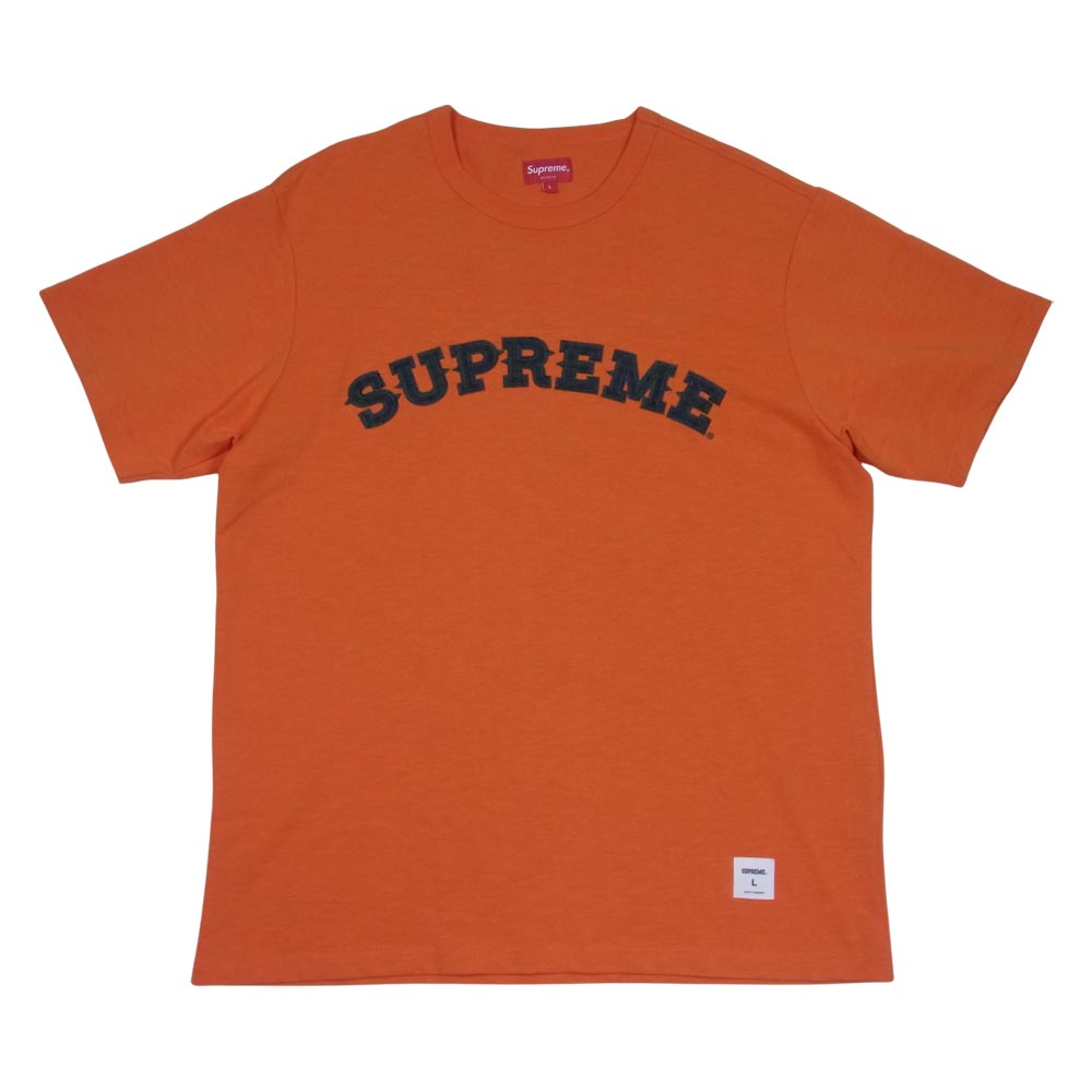 Supreme シュプリーム 20AW Plaid Applique S/S Top アップリケ ワッペン 半袖 Tシャツ オレンジ系 L【中古】
