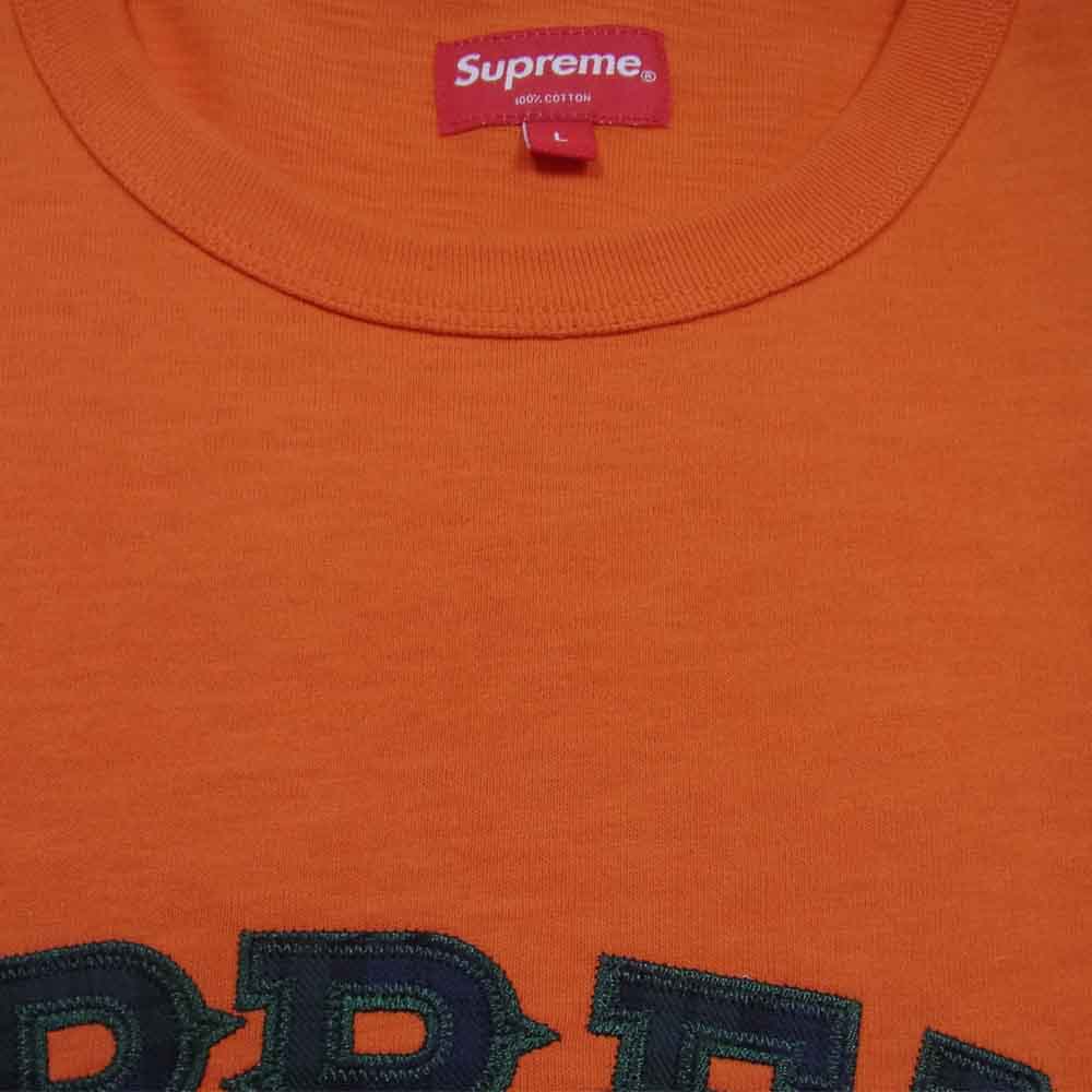 Supreme シュプリーム 20AW Plaid Applique S/S Top アップリケ ワッペン 半袖 Tシャツ オレンジ系 L【中古】