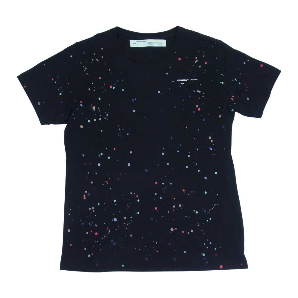 OFF-WHITE オフホワイト OMAA027R19185033 SIMMP. Splash T-shirt スプラッシュ ペイント 半袖Tシャツ ブラック系 L【中古】