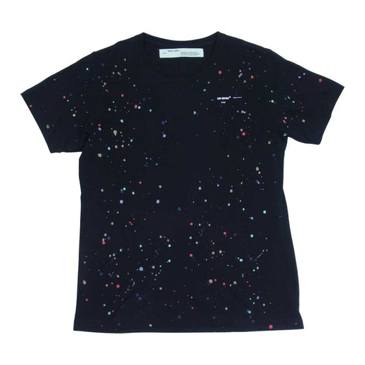 OFF-WHITE オフホワイト OMAA027R19185033 SIMMP. Splash T-shirt スプラッシュ ペイント 半袖Tシャツ ブラック系 L【中古】