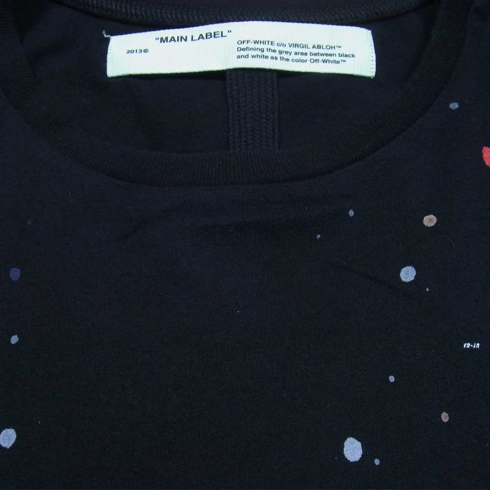 OFF-WHITE オフホワイト OMAA027R19185033 SIMMP. Splash T-shirt スプラッシュ ペイント 半袖Tシャツ ブラック系 L【中古】