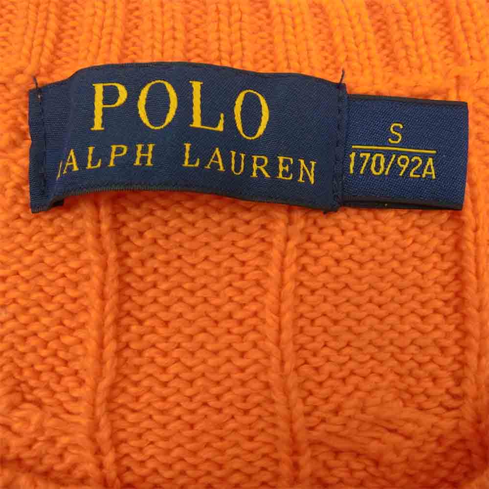 Polo by Ralph Lauren オレンジ ケーブルニット 半袖セーター