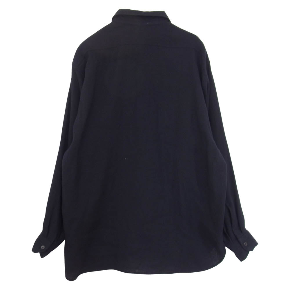 COMOLI コモリ 21AW U03-02003 カシミヤ 和紙 ワーク シャツ ネイビー系 2【美品】【中古】