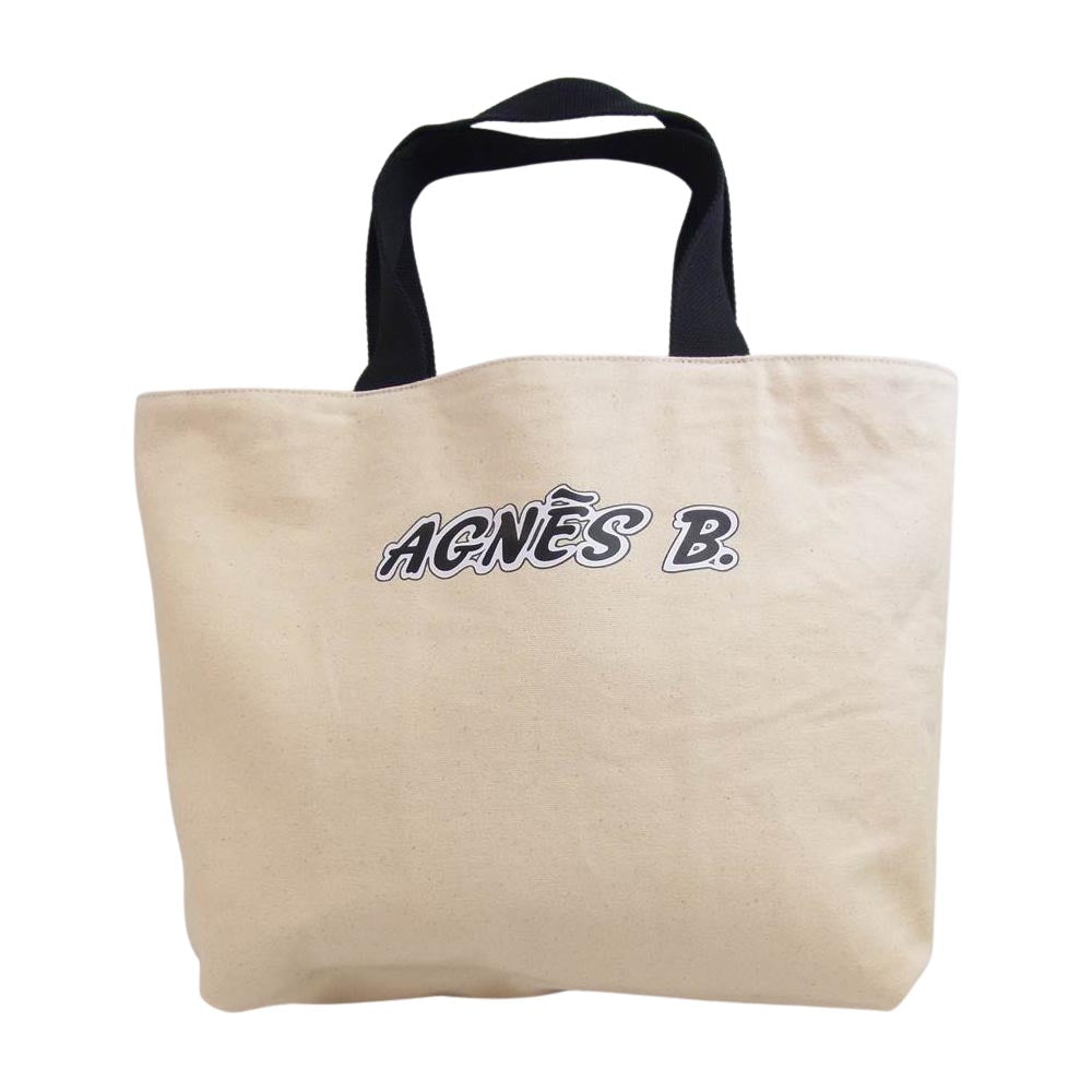 agnes b. アニエスベー 0284-VSD2 QAS26-01 リバーシブル ロゴ総柄 キャンバス トート バッグ ベージュ系【新古品】【未使用】【中古】