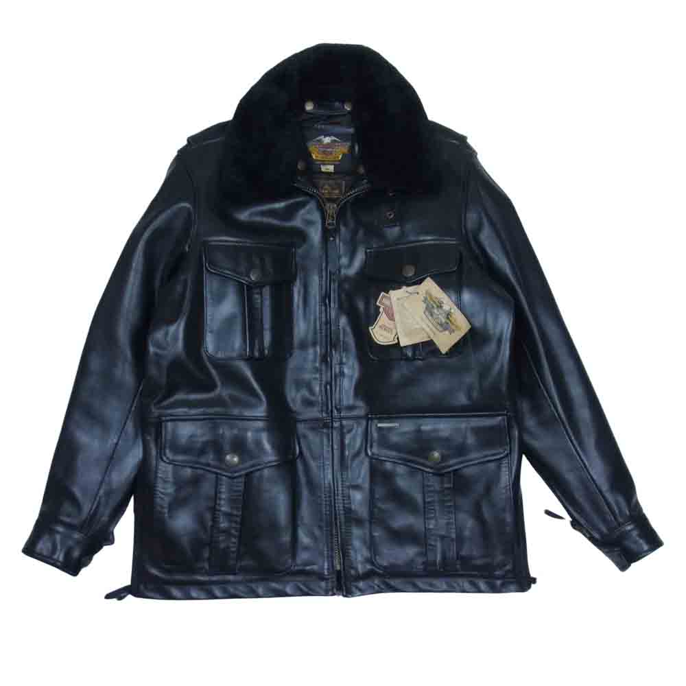 HARLEY DAVIDSON ハーレーダビッドソン ホースハイド レザー 襟ボア付き ジャケット ブラック系 M【中古】