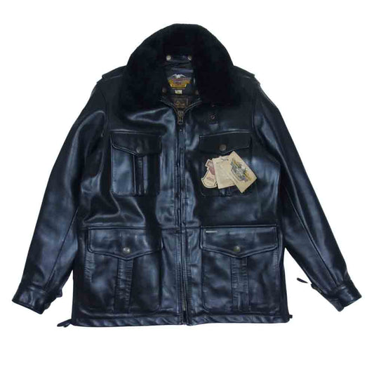 HARLEY DAVIDSON ハーレーダビッドソン ホースハイド レザー 襟ボア付き ジャケット ブラック系 M【中古】