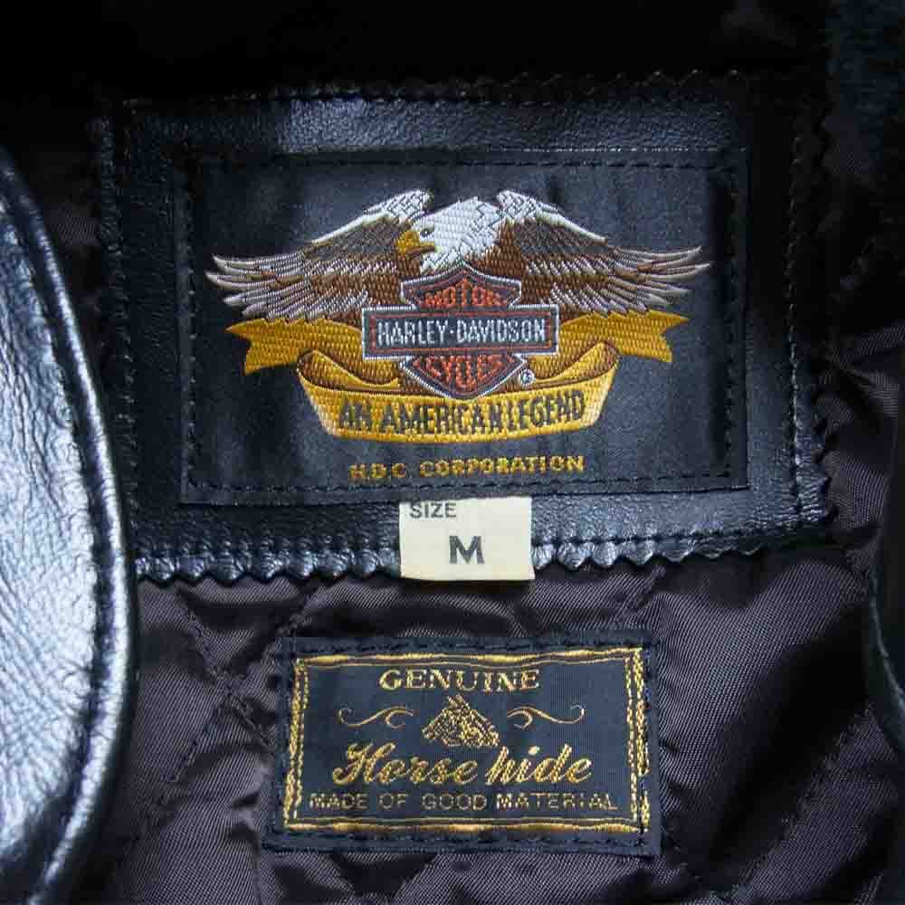 HARLEY DAVIDSON ハーレーダビッドソン ホースハイド レザー 襟ボア付き ジャケット ブラック系 M【中古】