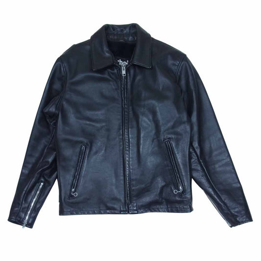 schott ショット 652 USA製 ライナー付き レザー シングル ライダース ジャケット ブラック系 38【中古】