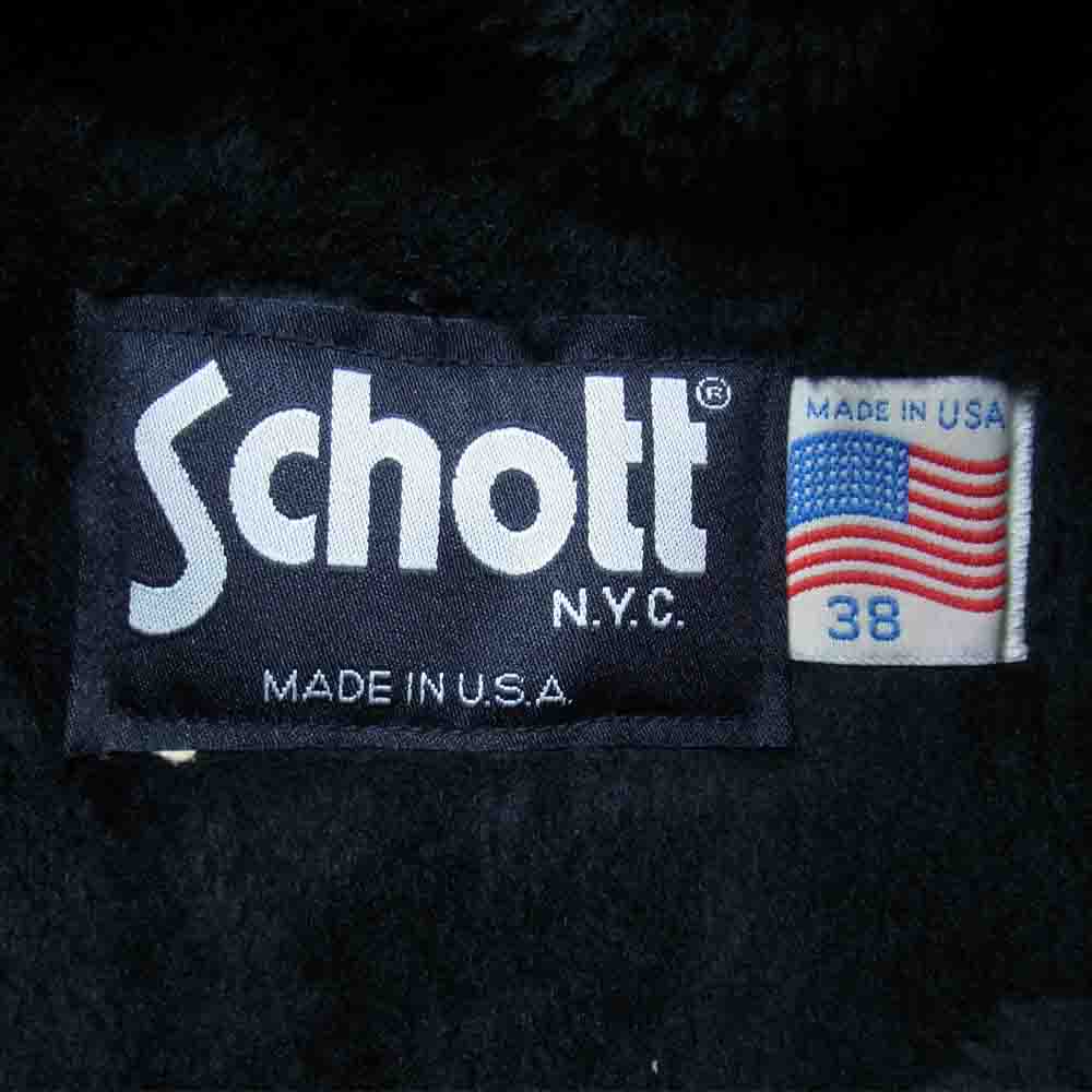 schott ショット 652 USA製 ライナー付き レザー シングル ライダース ジャケット ブラック系 38【中古】