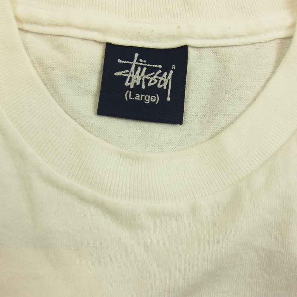 STUSSY ステューシー 紺タグ CUSTOMADE プリント Tシャツ ホワイト系 L【中古】