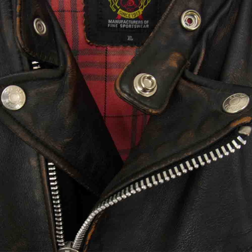 schott ショット 3161044 ヴィンテージ加工 DOUBLE BREST RIDERS JACKET 牛革 ダブルブレスト ライダース ジャケット ブラウン系 XL【美品】【中古】