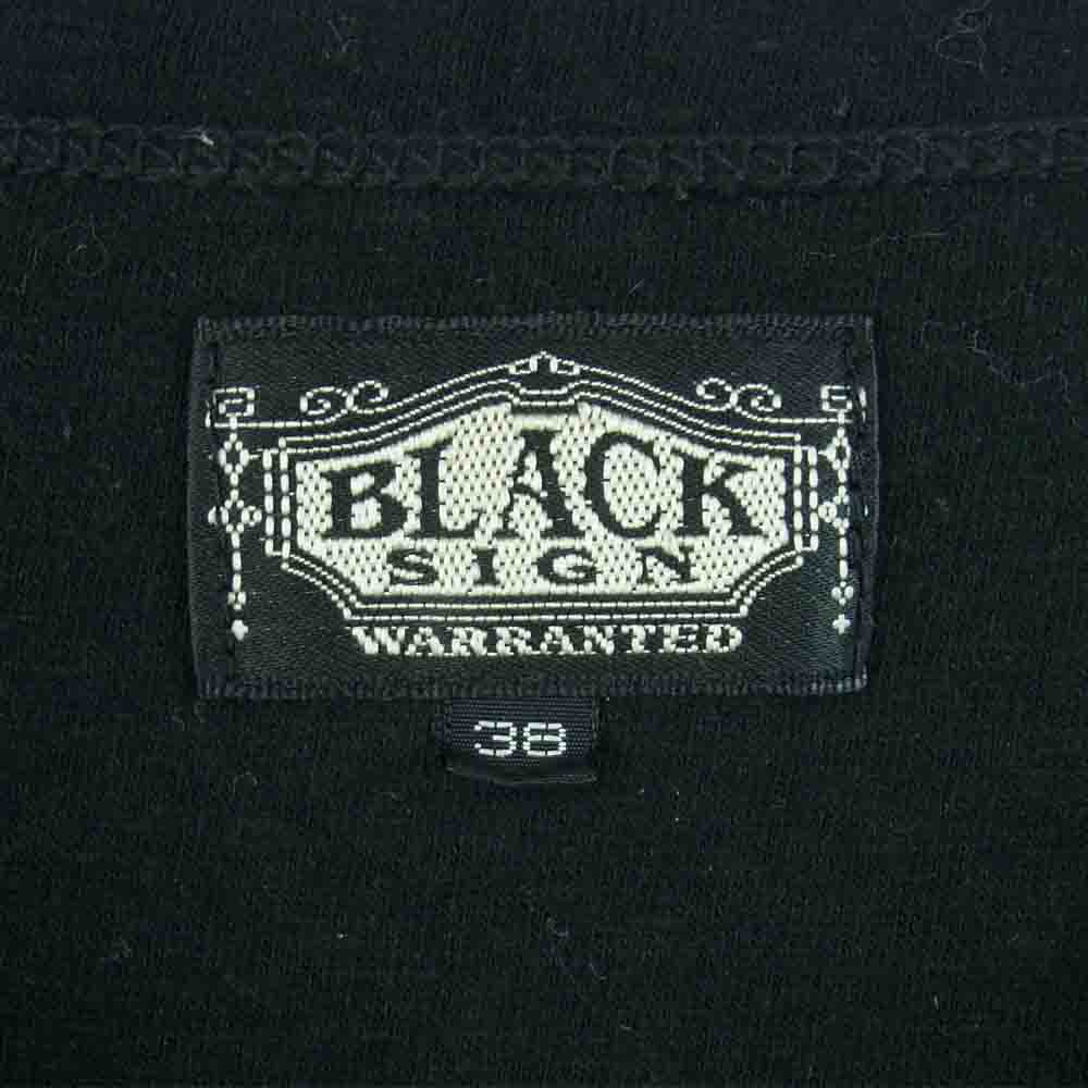 BLACK SIGN ブラックサイン Henly Neck ヘンリーネック 半袖 Tシャツ コットン 日本製 ブラック系 38【中古】