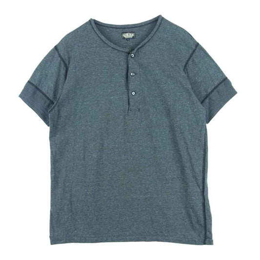 BLACK SIGN ブラックサイン Henly Neck ヘンリーネック 半袖 Tシャツ コットン 日本製 チャコールグレー系 40【中古】