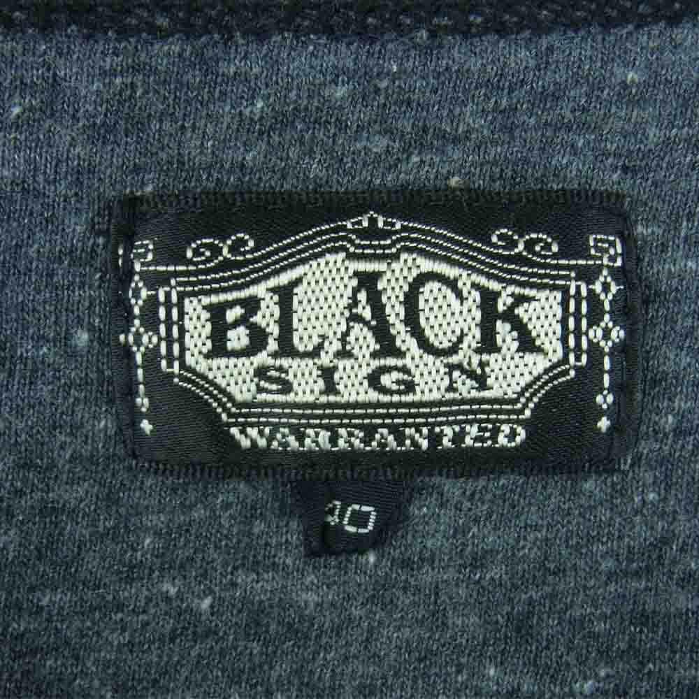 BLACK SIGN ブラックサイン Henly Neck ヘンリーネック 半袖 Tシャツ コットン 日本製 チャコールグレー系 40【中古】