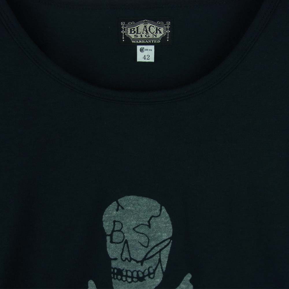 BLACK SIGN ブラックサイン RITUAL SKULL COOLING スカル プリント 半袖 Tシャツ 日本製 ブラック系 42【中古】