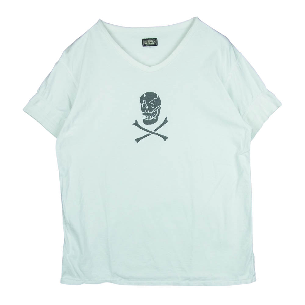 BLACK SIGN ブラックサイン RITUAL SKULL V-Neck スカル プリント Vネック 半袖 Tシャツ ホワイト系 42【中古】