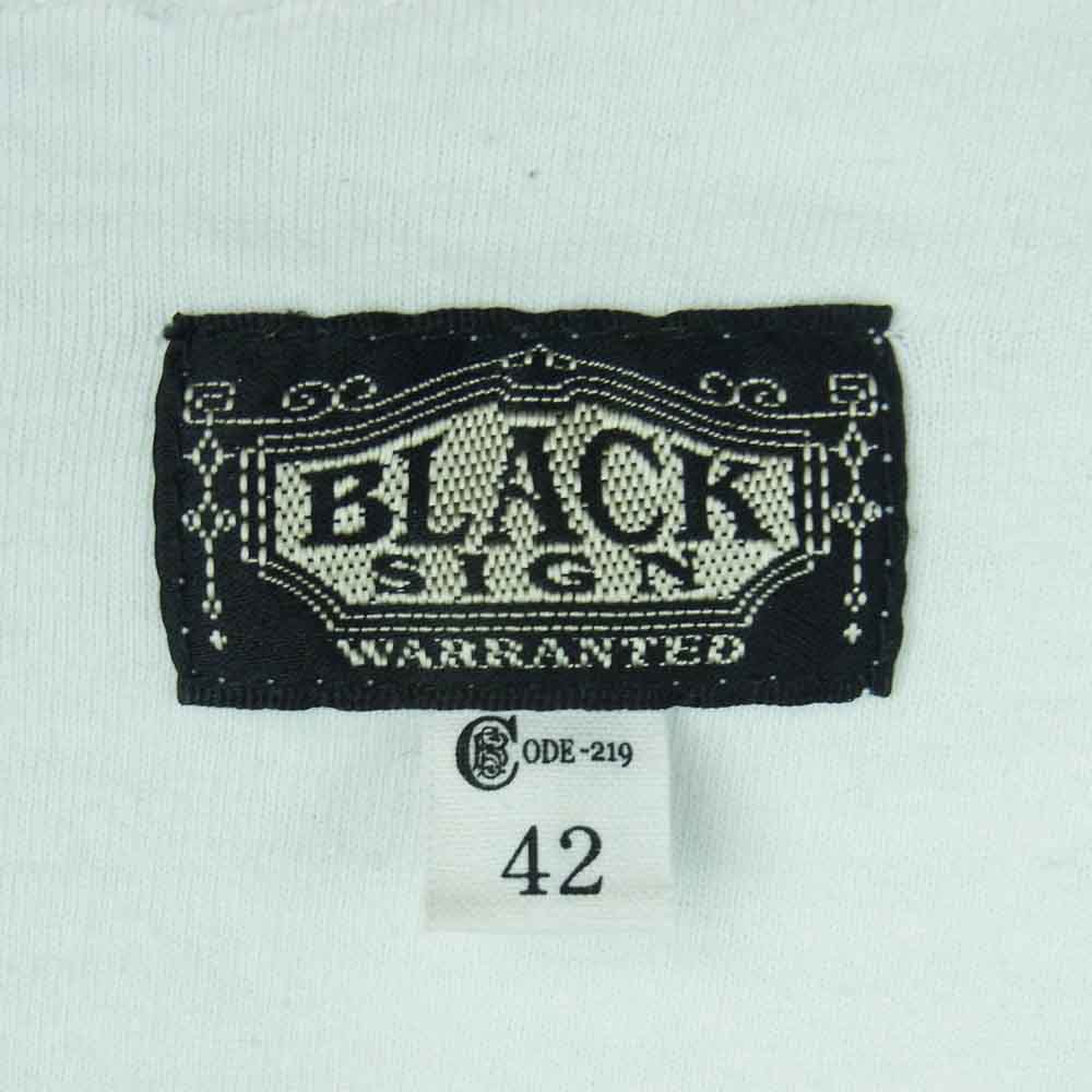 BLACK SIGN ブラックサイン RITUAL SKULL V-Neck スカル プリント Vネック 半袖 Tシャツ ホワイト系 42【中古】