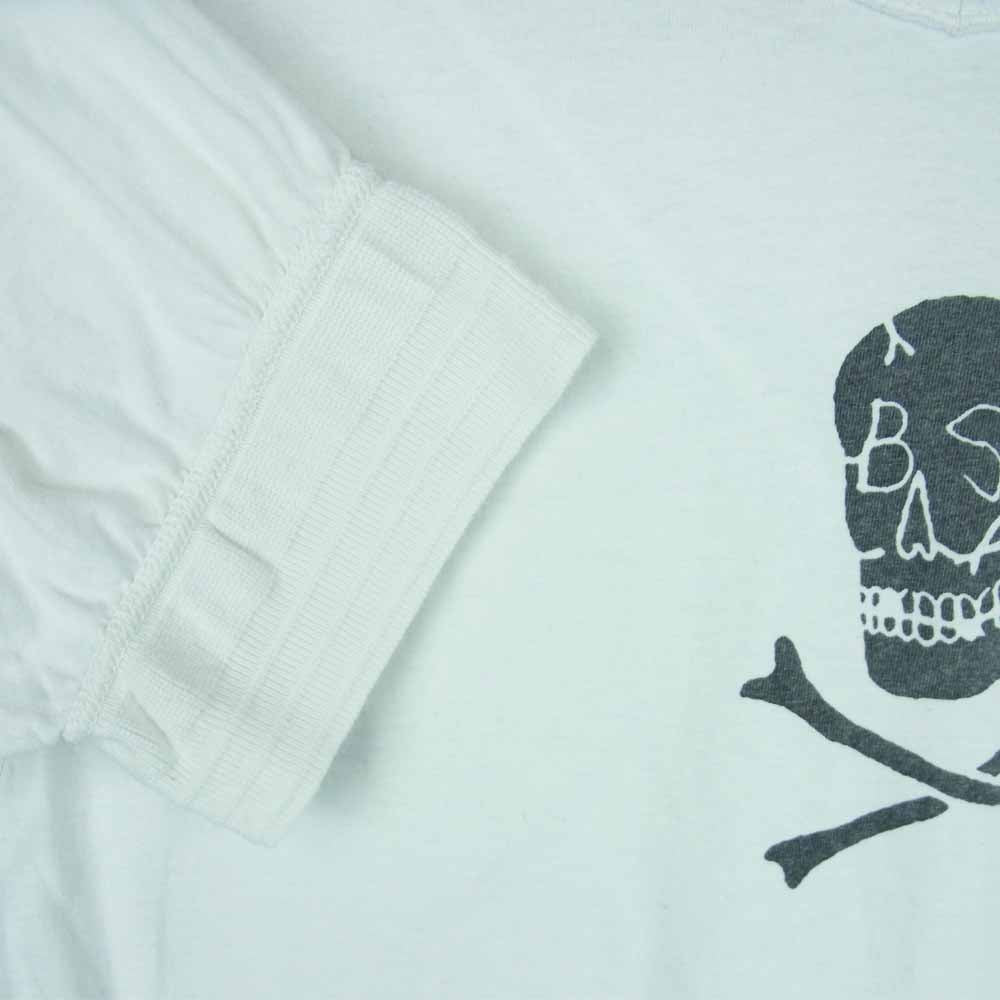 BLACK SIGN ブラックサイン RITUAL SKULL V-Neck スカル プリント Vネック 半袖 Tシャツ ホワイト系 42【中古】