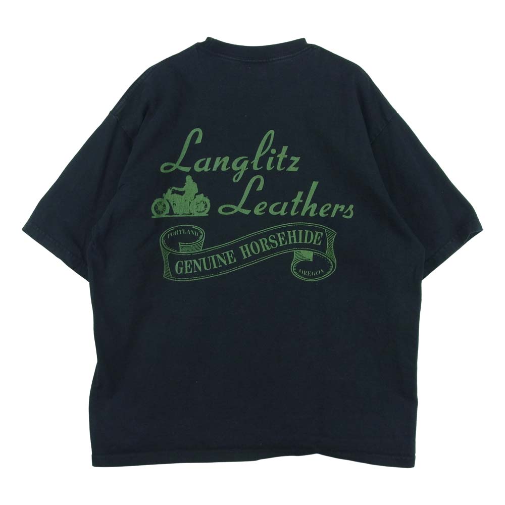LANGLITZ LEATHERS ラングリッツレザーズ PRINT S/S TEE プリント 半袖 Tシャツ コットン ブラック系 L【中古】