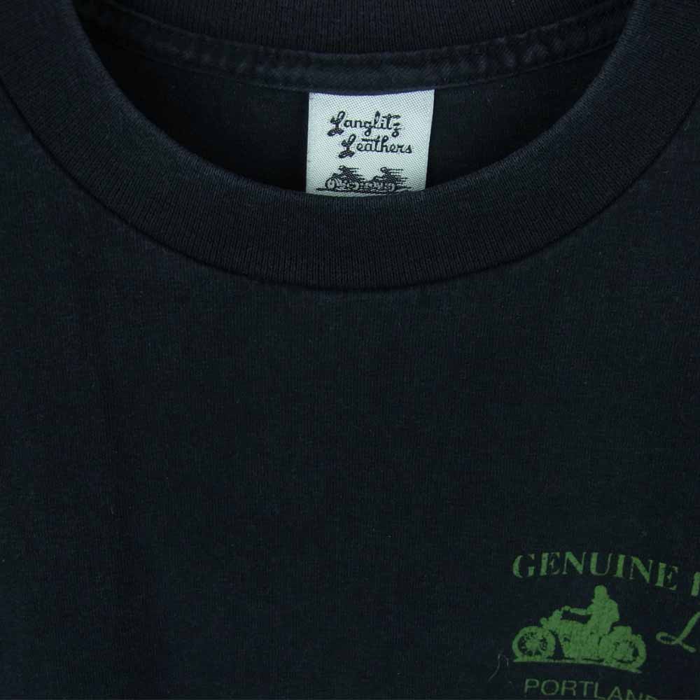 LANGLITZ LEATHERS ラングリッツレザーズ PRINT S/S TEE プリント 半袖 Tシャツ コットン ブラック系 L【中古】
