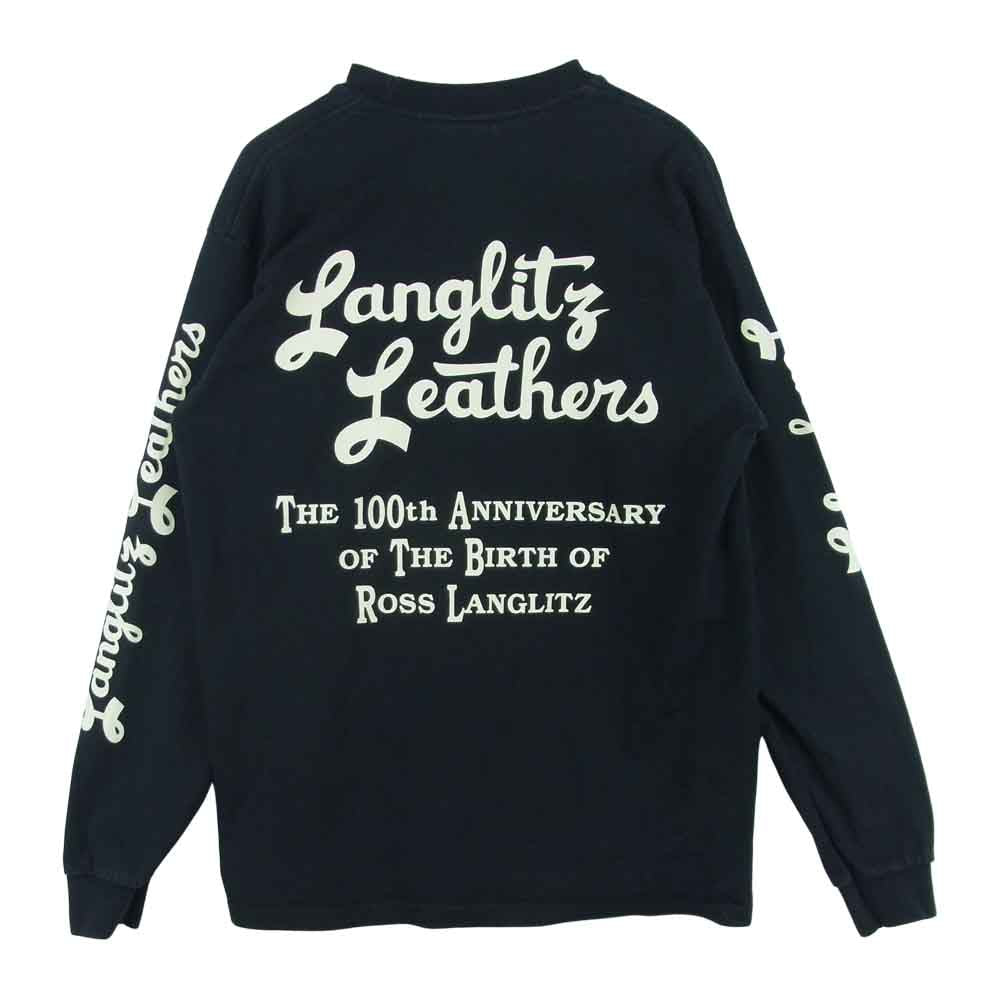 LANGLITZ LEATHERS ラングリッツレザーズ PRINT L/S TEE プリント 長袖 Tシャツ カットソー ブラック系 M【中古】