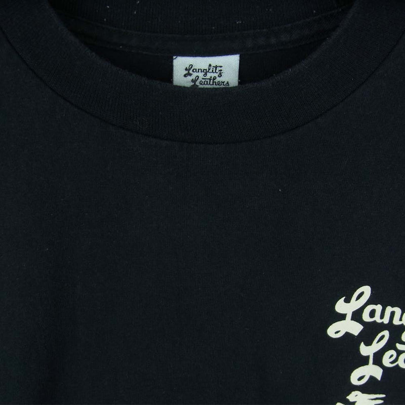 LANGLITZ LEATHERS ラングリッツレザーズ PRINT L/S TEE プリント 長袖 Tシャツ カットソー ブラック系 M【中古】