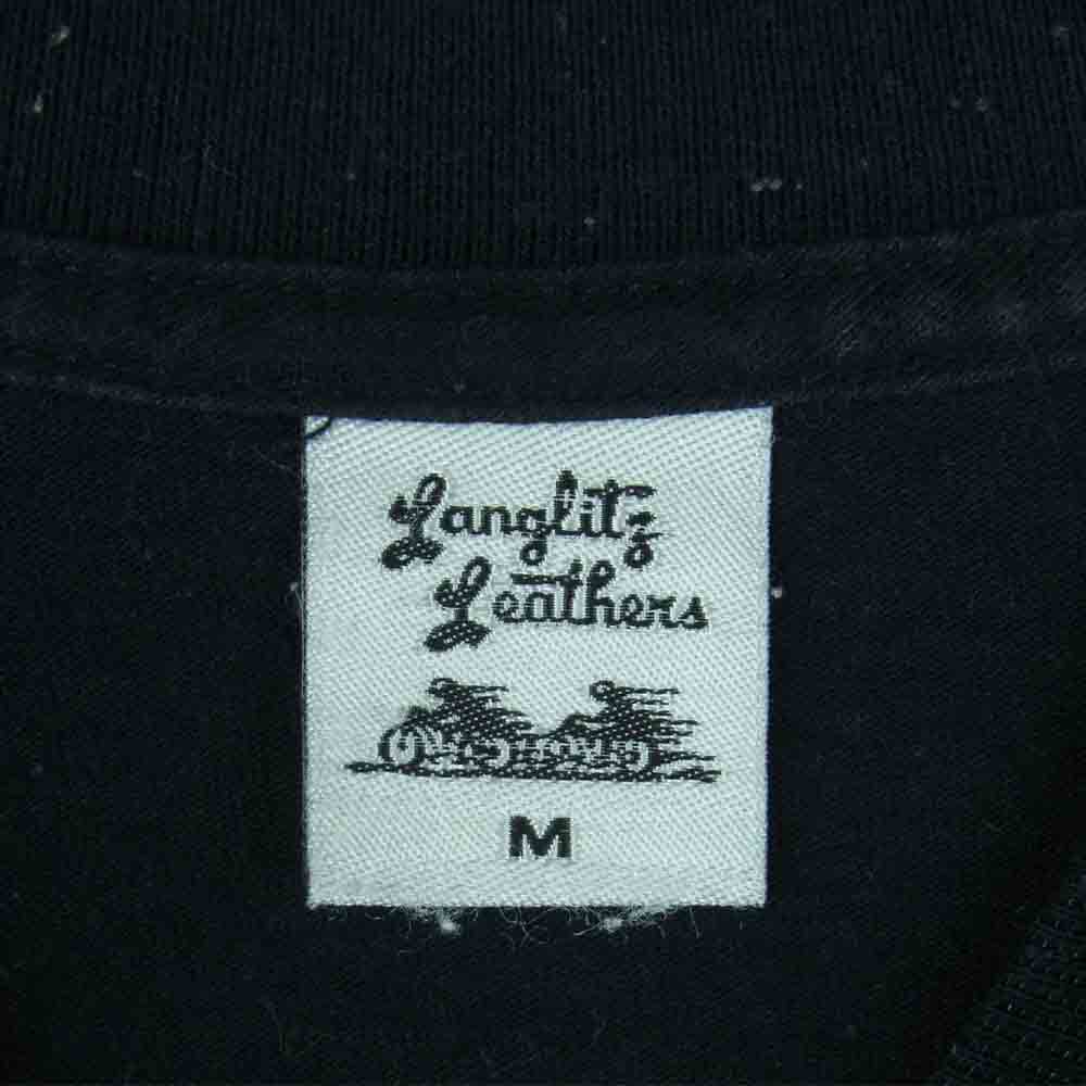 LANGLITZ LEATHERS ラングリッツレザーズ PRINT L/S TEE プリント 長袖 Tシャツ カットソー ブラック系 M【中古】