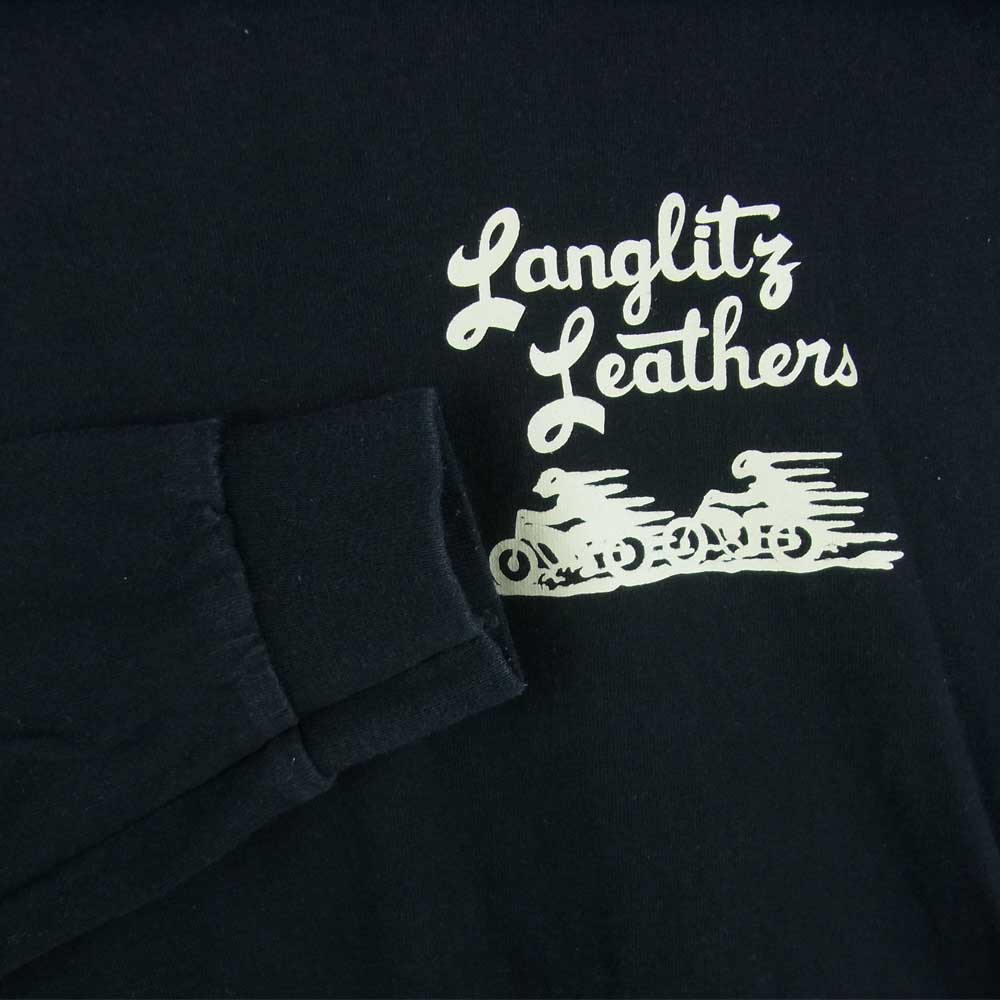LANGLITZ LEATHERS ラングリッツレザーズ PRINT L/S TEE プリント 長袖 Tシャツ カットソー ブラック系 M【中古】