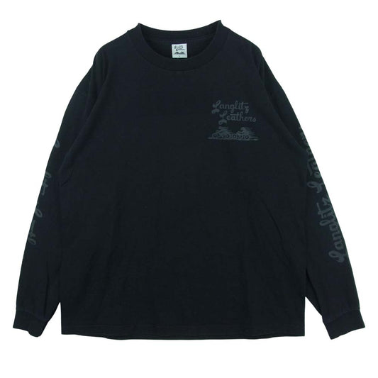 LANGLITZ LEATHERS ラングリッツレザーズ PRINT L/S TEE プリント 長袖 Tシャツ カットソー ブラック系 L【中古】