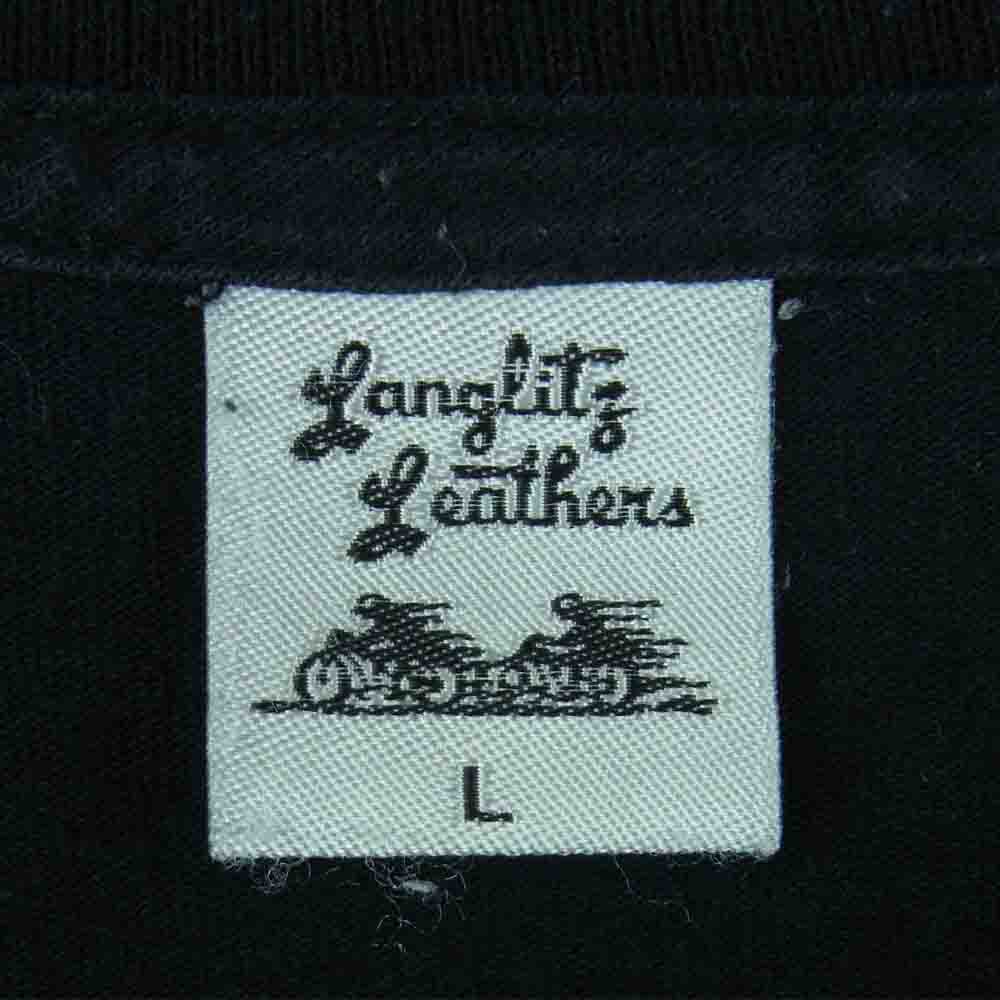 LANGLITZ LEATHERS ラングリッツレザーズ PRINT L/S TEE プリント 長袖 Tシャツ カットソー ブラック系 L【中古】