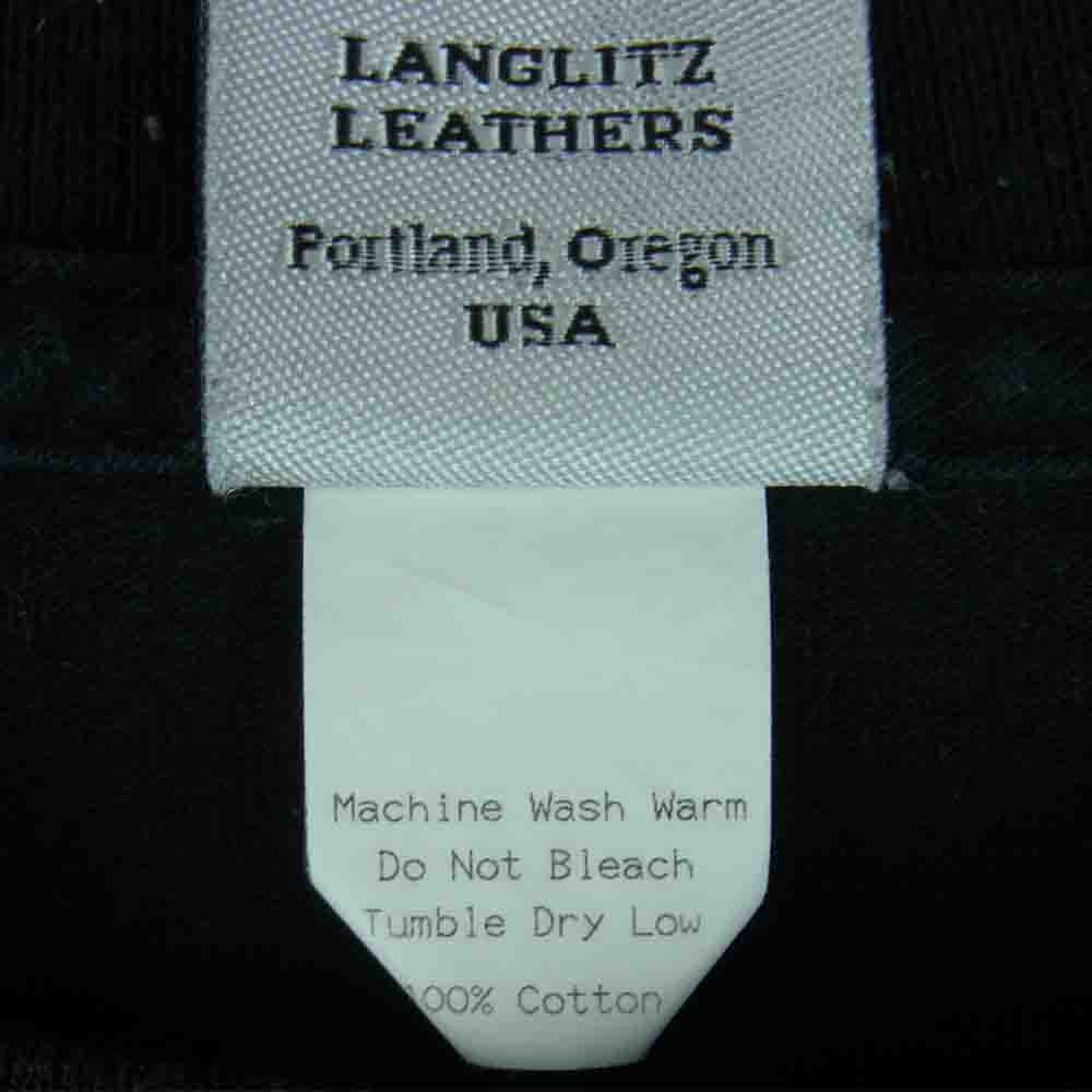 LANGLITZ LEATHERS ラングリッツレザーズ PRINT L/S TEE プリント 長袖 Tシャツ カットソー ブラック系 L【中古】
