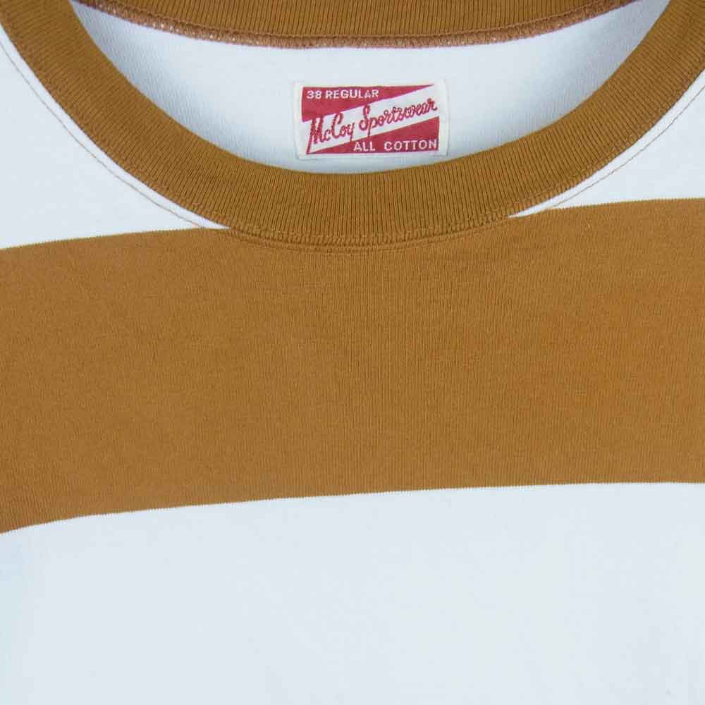 The REAL McCOY'S ザリアルマッコイズ McCoY SPORTSWEAR マッコイ スポーツ ウェア ボーダー 半袖 Tシャツ ブラウン系 ホワイト系 38【中古】