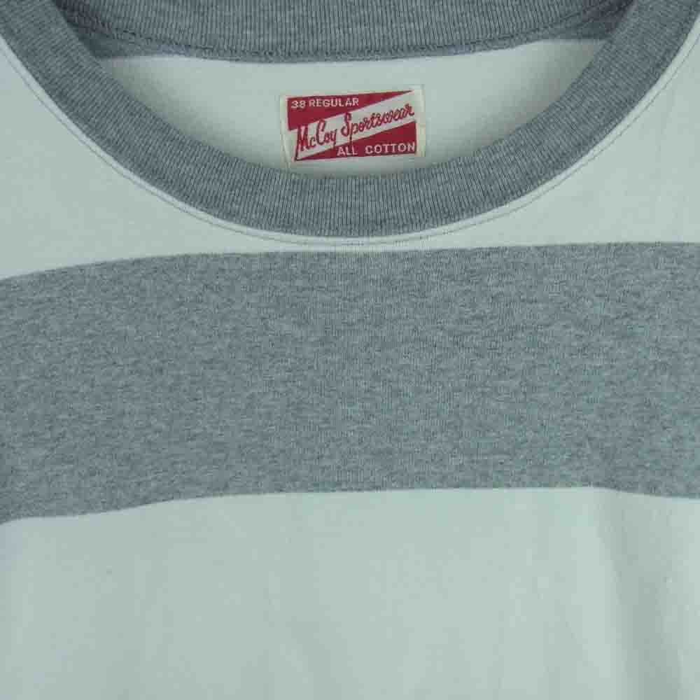 The REAL McCOY'S ザリアルマッコイズ McCoY SPORTSWEAR マッコイ スポーツ ウェア ボーダー Tシャツ グレー系 ホワイト系 38【中古】
