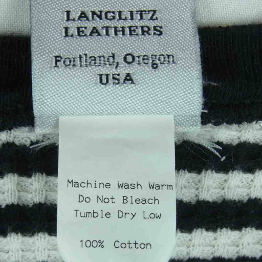 LANGLITZ LEATHERS ラングリッツレザーズ 刺繍 サーマル ボーダー 半袖 Tシャツ ホワイト系 ブラック系 L【中古】