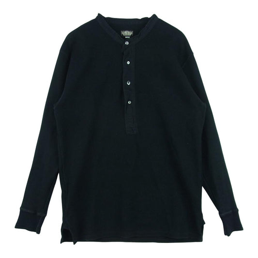 BLACK SIGN ブラックサイン Henly Neck ヘンリーネック 長袖 Tシャツ カットソー 日本製 ブラック系 40【中古】