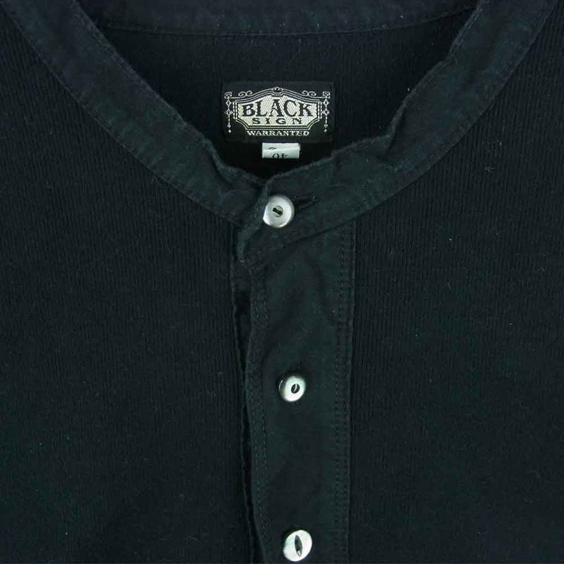 BLACK SIGN ブラックサイン Henly Neck ヘンリーネック 長袖 Tシャツ カットソー 日本製 ブラック系 40【中古】