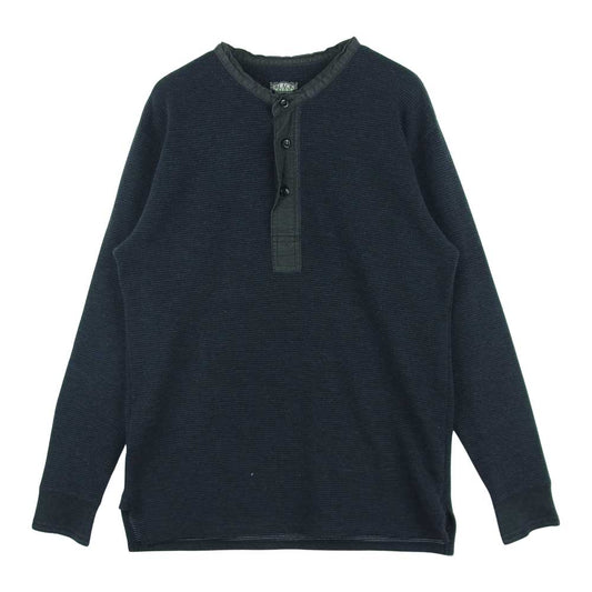 BLACK SIGN ブラックサイン Henly Neck ヘンリーネック ワッフル サーマル 長袖 Tシャツ カットソー ダークグレー系 42【中古】