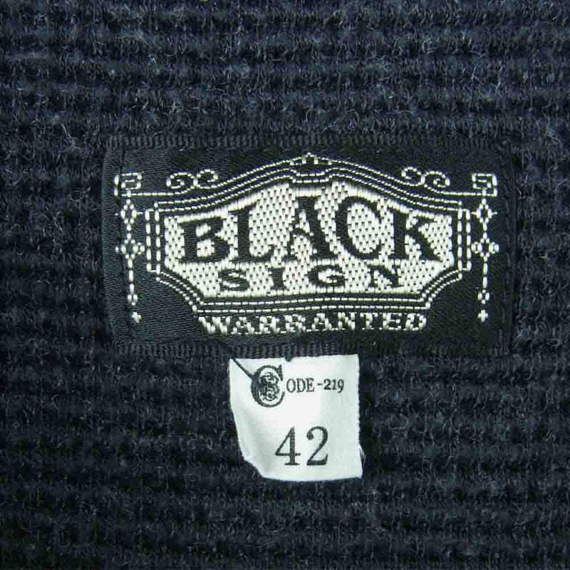BLACK SIGN ブラックサイン Henly Neck ヘンリーネック ワッフル サーマル 長袖 Tシャツ カットソー ダークグレー系 42【中古】