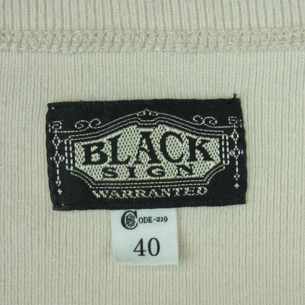 BLACK SIGN ブラックサイン CREW NECK AMISH クルーネック アーミッシュ 長袖 カットソー ベージュ系 40【中古】