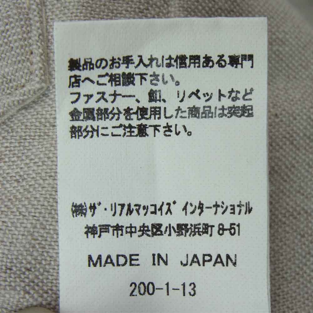 The REAL McCOY'S ザリアルマッコイズ THE DOUBLE DAIAMOND ダブル ダイヤモンド リネン シンチバック パンツ グレイッシュベージュ系 30【中古】