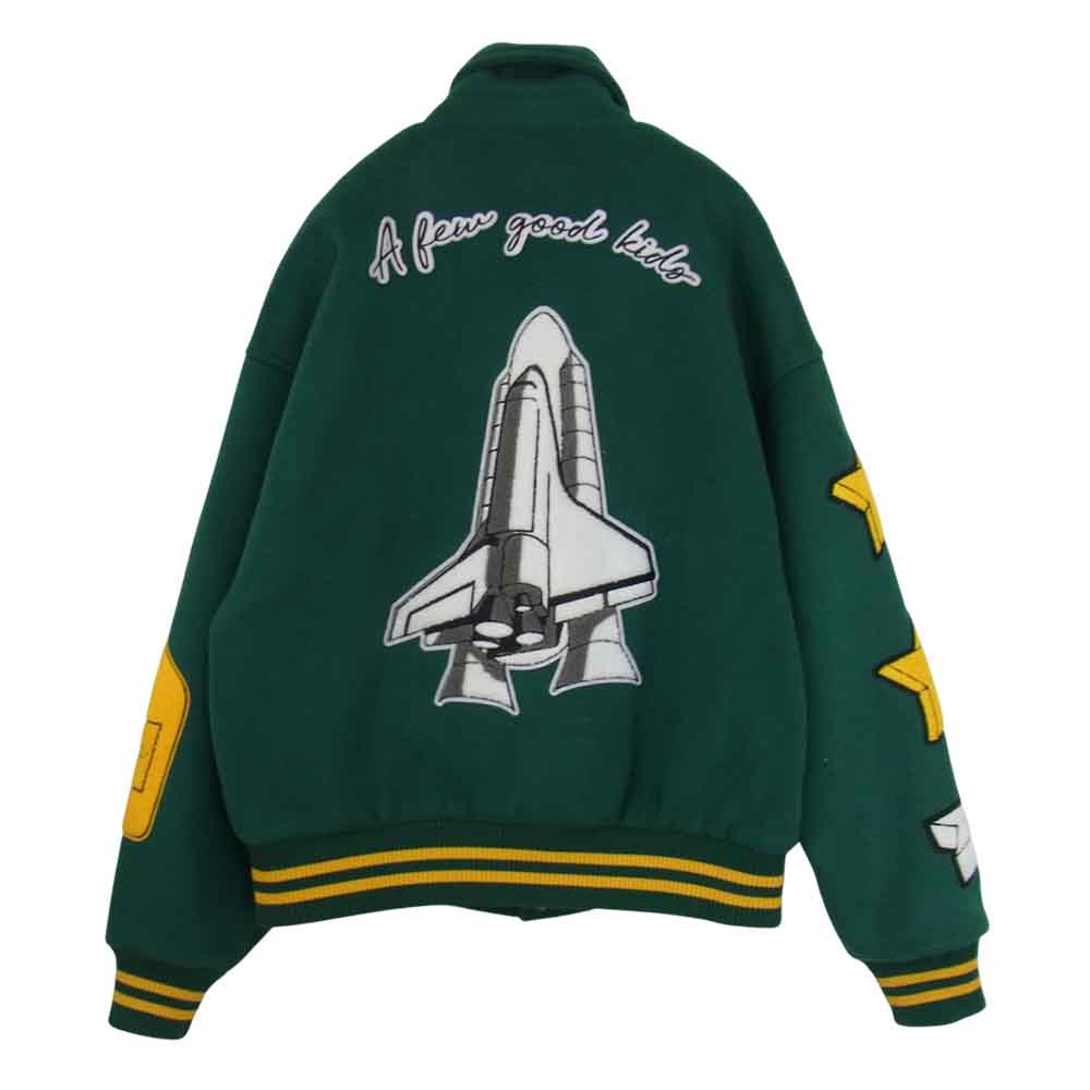 アフューグッドキッズ Rocket Collage Jacket ロケット カレッジ ウール ジャケット グリーン系 S【中古】